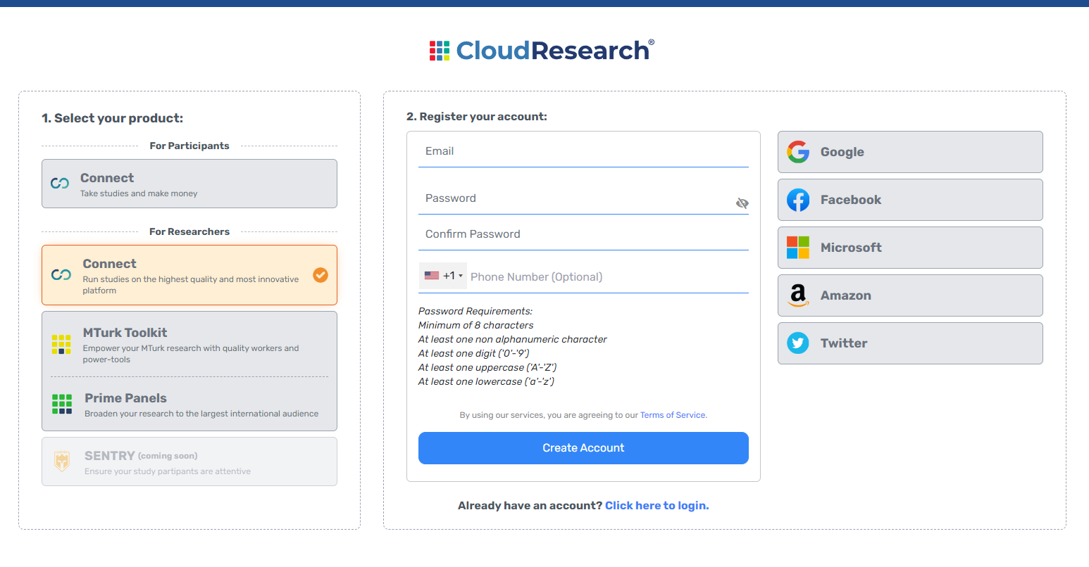 Sign Up For Connect Connect Researcher